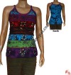 Razor cut stripes tie-dye tank top