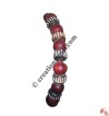 Carved bone-plain wood bracelet