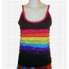 Rainbow design rib cotton t-shirt 2