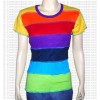 Rainbow stripes rib t-shirt