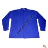 Shyama cotton round neck plain shirt-blue