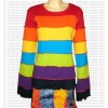 Plain Rainbow stripes long sleeves t-shirt