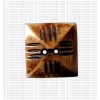 Lines carved square bone button (packet of 10)