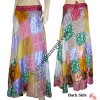 Silk patch-work sari open skirt