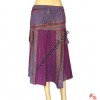 Length adjustable stripes cotton short skirt