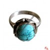 Oval shape turquoise silver finger ring 3