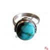 Oval shape turquoise silver finger ring 4