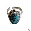 Oval shape turquoise silver finger ring 10
