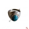 Oval shape turquoise silver finger ring 11