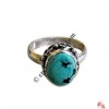 Oval shape turquoise silver finger ring 14
