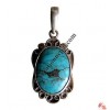 Oval shape turquoise butterfly silver pendant