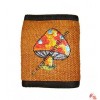 Mushroom embroidery hemp wallet