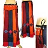 Vertical colorful joined cotton long skirt
