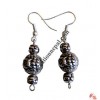 Silver coated plastic beads ear ring 15