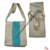 Turquoise stripe white flap bag