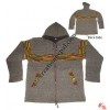 Mixed color stripes woolen hooded jacket1
