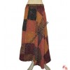 Patch-work stone wash long skirt