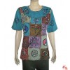Hand paint colorful patch-work rib t-shirt