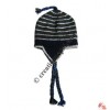 Black and white woolen ear hat