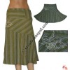 Stripes thin cotton flower emb skirt