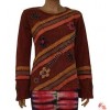Stripes patch flower maroon top