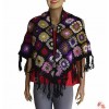 Colorful crochet patch join poncho