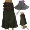 2-layer cotton crease waist skirt
