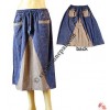 Wedge patch stone wash skirt