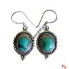 Silver balls and turquoise earring