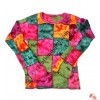 Four color square patch full sleeve rib T-shirt