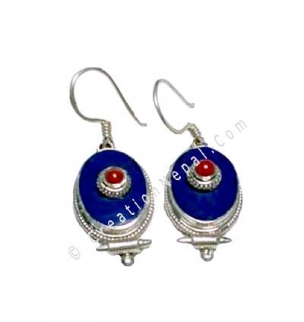 Oval shape Tibetan earring