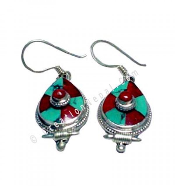 Tibetan tear drop Earring