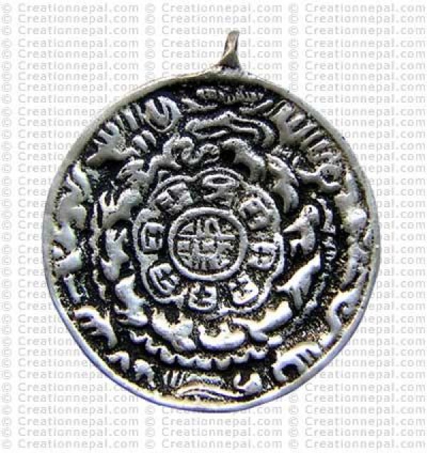 White metal round calendar