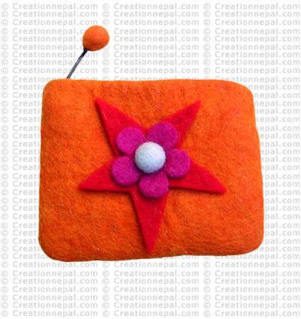 Star flower felt coin purse