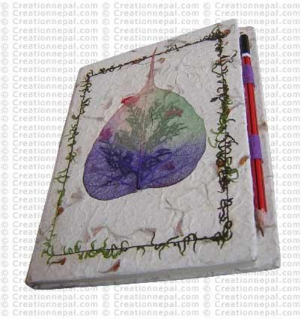 Bodhi and pine leaf inlay Notebook