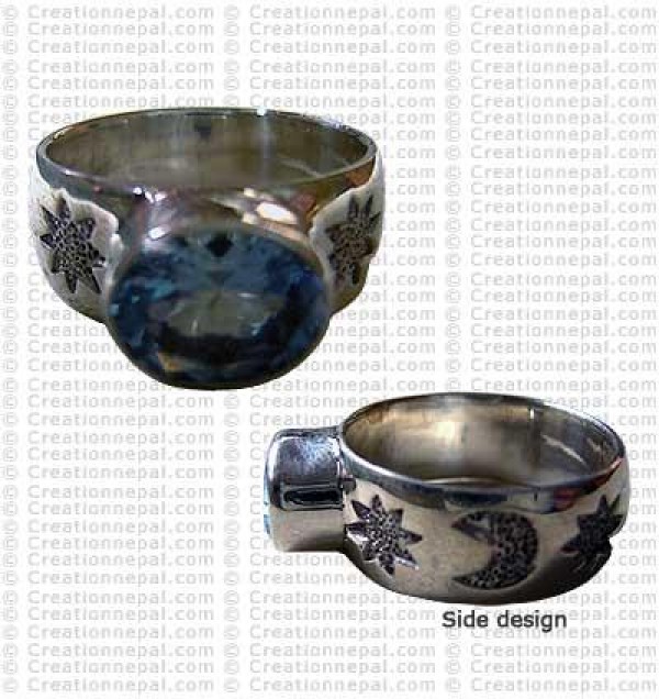 Blue Topaz silver finger ring
