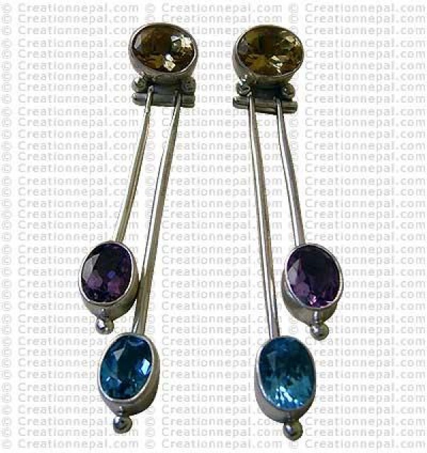 Long three stone Earring