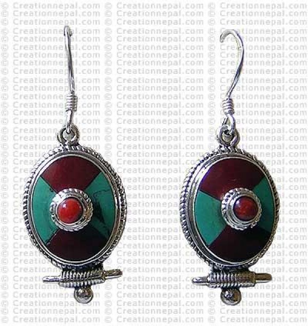 Tibetan tear drop Earring 2