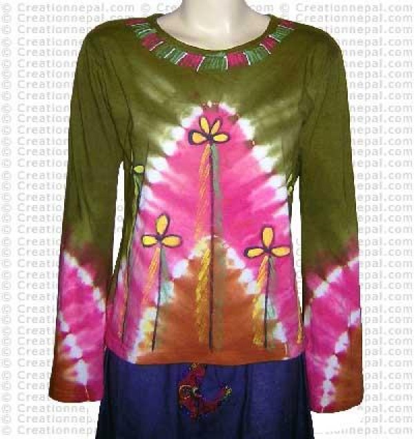 Unique tie-dye rib cotton Full t-shirt