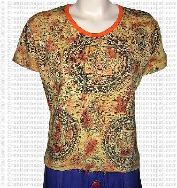 Buddha Mandala short sleeves rib cotton t-shirt