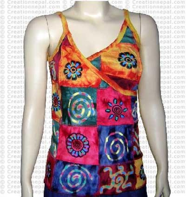 Choli design sleeves-less rib cotton Tshirt