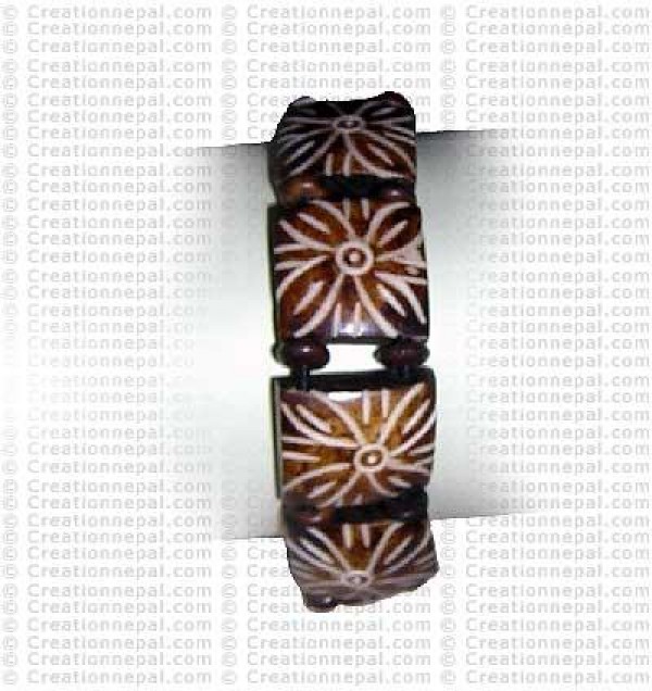 Flower design stretched bone bracelet