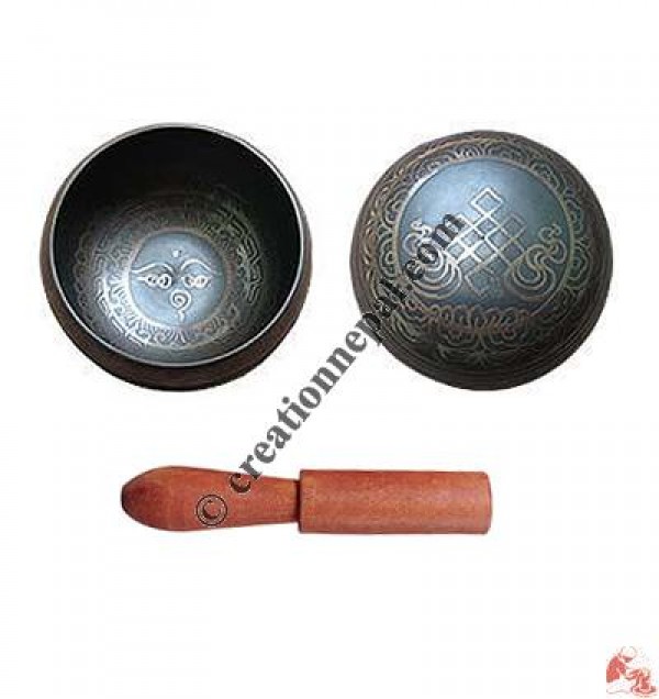 Tibetan signs printed singing bowl