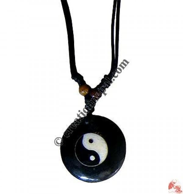 Ying-Yang round bone pendant