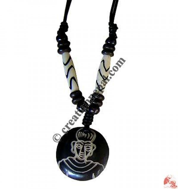 Buddha round bone pendant