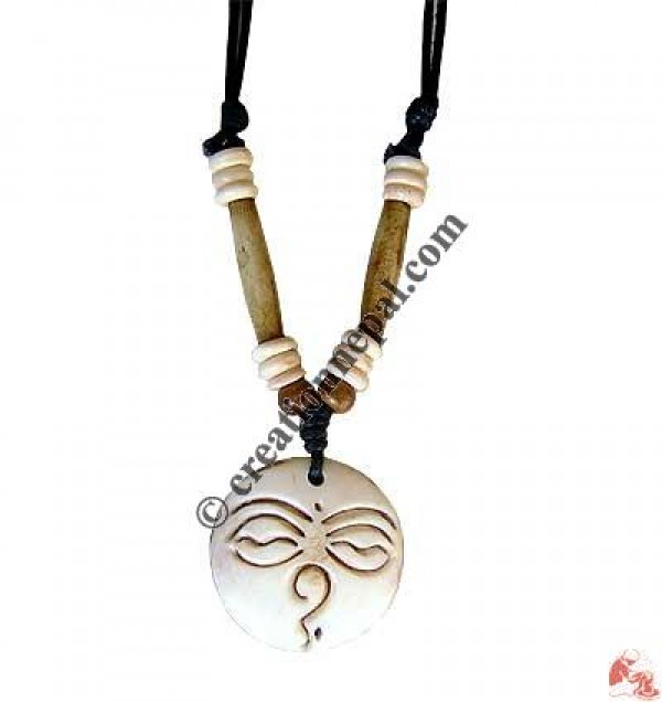 Buddha-eye round bone pendant