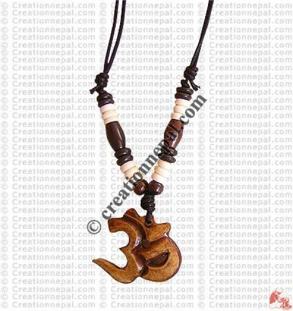 Sanskrit Om bone pendant