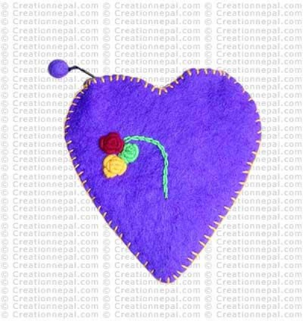 Felt heart shape coin purse