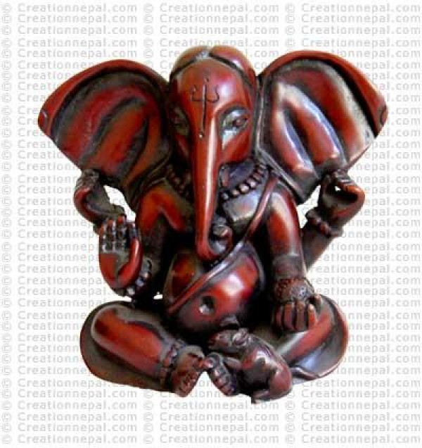 Meditating red Ganesh