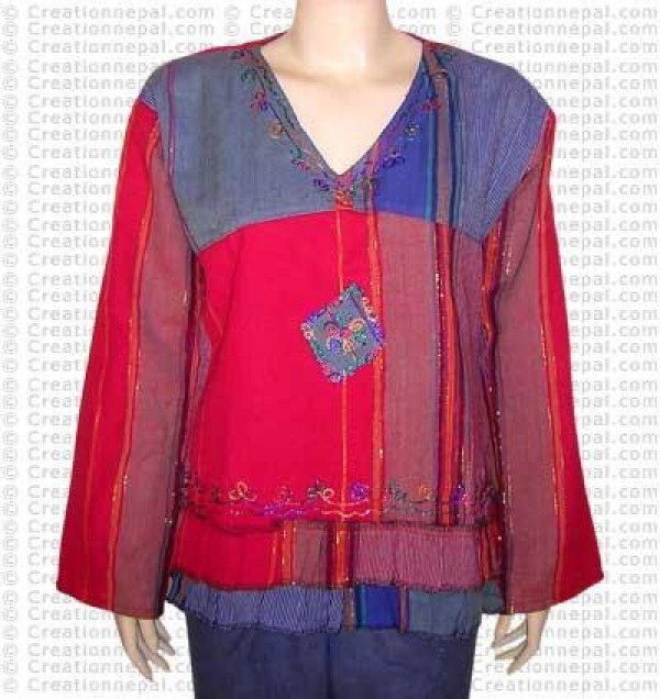 Multicolor stripped cotton top-25